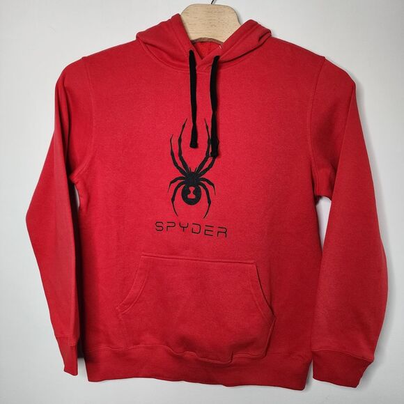 Spyder Hoodie Mens size L Large Red/ Black Pullover Sweatshirt Long‎ Sleeve - Picture 1 of 7